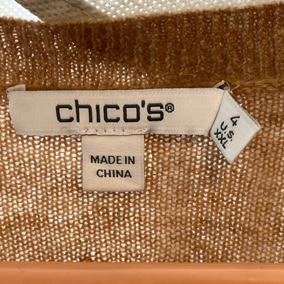 Chico's Women's Cashmere Crew Neck Sweater Size 4 (20/22W), Light Tan/Brown - Picture 2 of 5